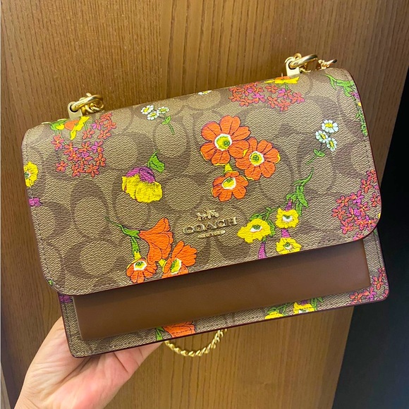 Coach Handbags - Coach Gold/Khaki  Klare Crossbody Bag Signature Canvas With Floral Print #CR164